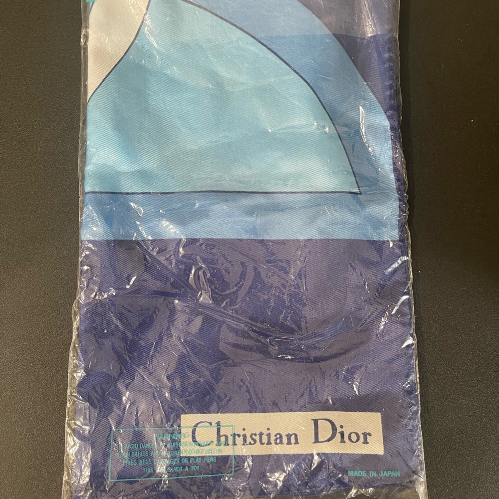 Christian Dior Blue Geometric Scarf